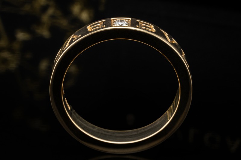 BVLGARI B.zero1 Ring Essential Band Solitär Diamant in Gelbgold 750 OVP 