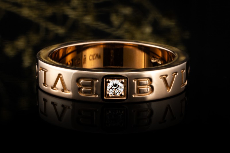 BVLGARI B.zero1 Ring Essential Band Solitär Diamant in Roségold 750 OVP 