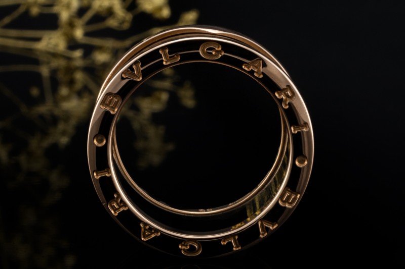 BVLGARI B.zero1 Ring 4-Band Marmor Braun Naturstein 750er Roségold Gr 56 