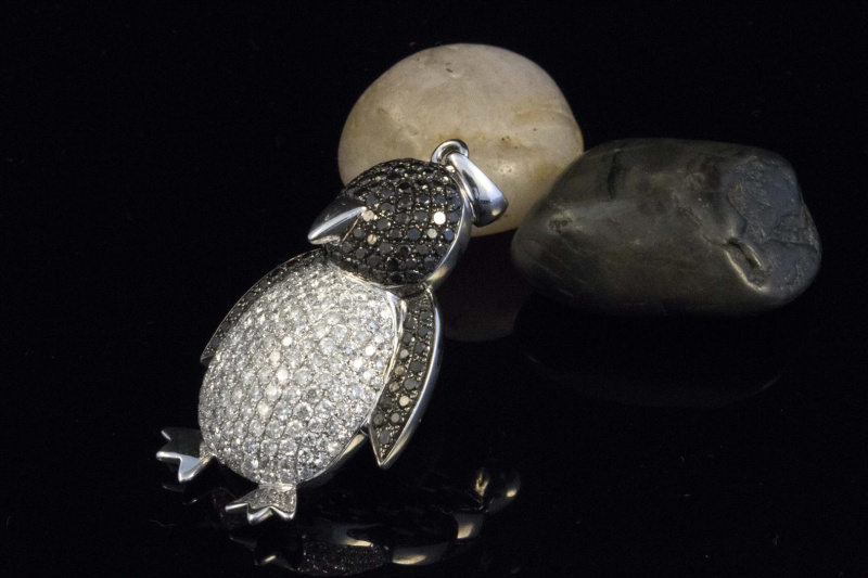 Anhänger PINGUIN Tier Motiv 750 Weißgold mit Brillanten 