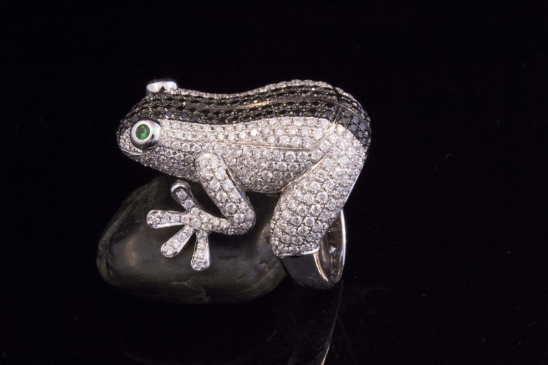 FROSCH Tier Motiv Ring mit Brillanten 750 Weißgold  