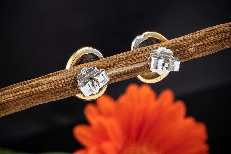 Ohrstecker Ohrringe Bicolor Goldschmiedearbeit mit Brillanten in Gold 750 