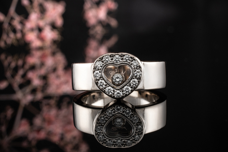 Chopard Happy Diamonds Ring Herz mit Diamanten Brillanten 750er Weißgold 