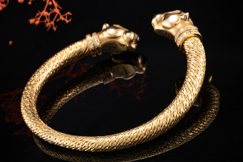 Cartier Vintage Armreif Panthere de Cartier Saphir Onyx Diamanten 750er Gold 