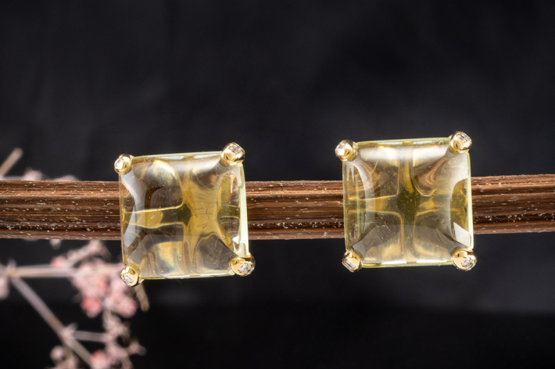 Buchwald Ohrringe Ohrstecker Lemon Citrin Diamanten Gelbgold UVP 4.420,- 
