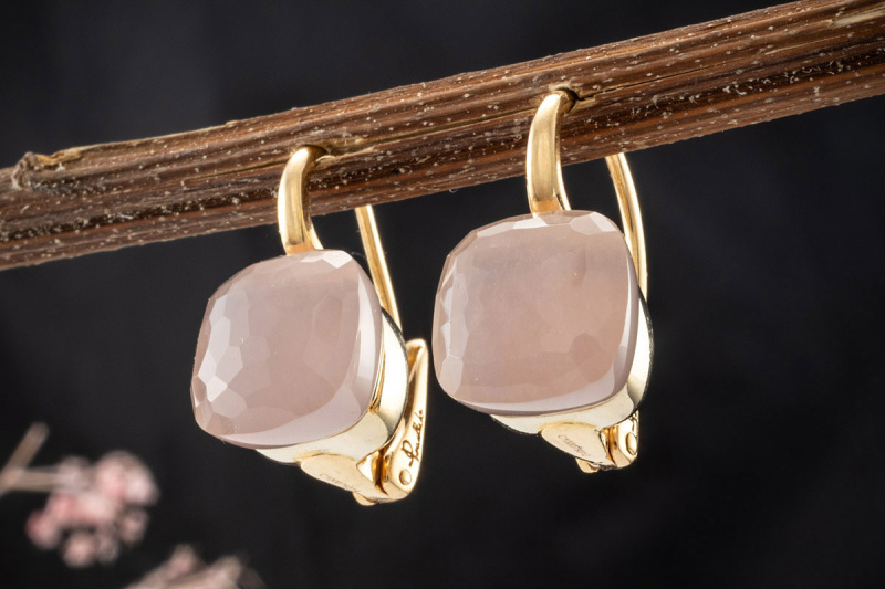 Pomellato Ohrringe Ohrstecker Nudo Classic Rosenquarz Roségold UVP 4.850 