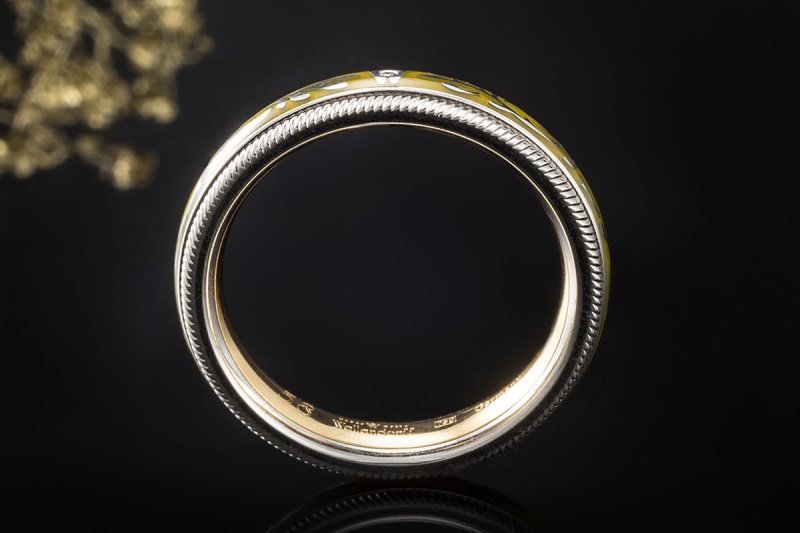 Wellendorff Ring Pisatzie Drehring mit 1 Diamant in 750er Gelbgold Gr 58 