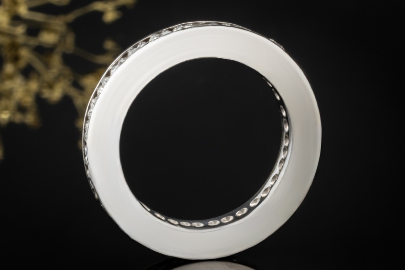 Memoire Ring mit Diamanten Massive Goldschmiedearbeit in Weißgold Gr. 53 