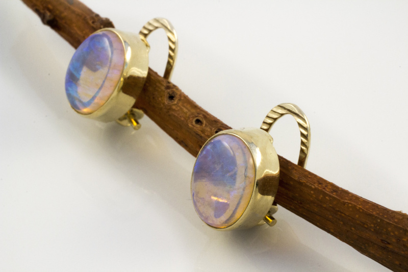 Wunderschön schimmernde Ohrclips Ohrringe mit OPAL 585 Gold  