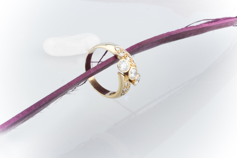 BrillantRing Designer Ring mit VSI Brillanten in 585 Gold  