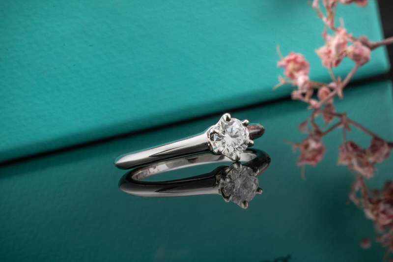 Tiffany & Co. Solitär Ring Setting mit 1 Diamant 0,30 Ct. VS1 in Platin 