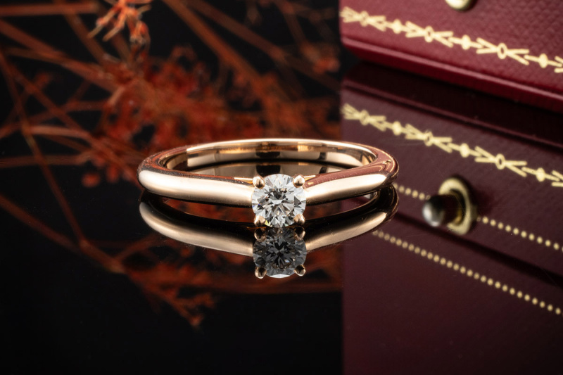 Cartier Solitär Ring 1895 mit 1 Diamant 0,30 Ct in Roségold Rotgold 750 