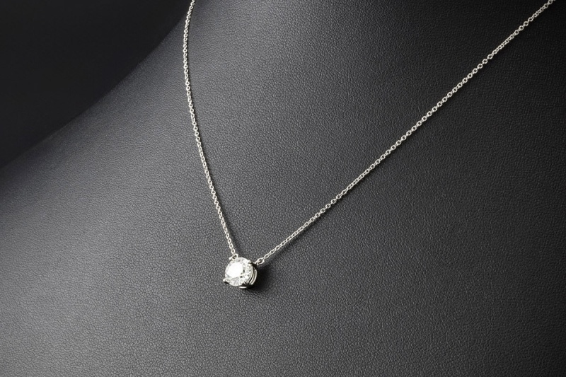 Tiffany Solitaire Collier Kette mit Diamant Anhänger 1,63 Ct. Platin 950 