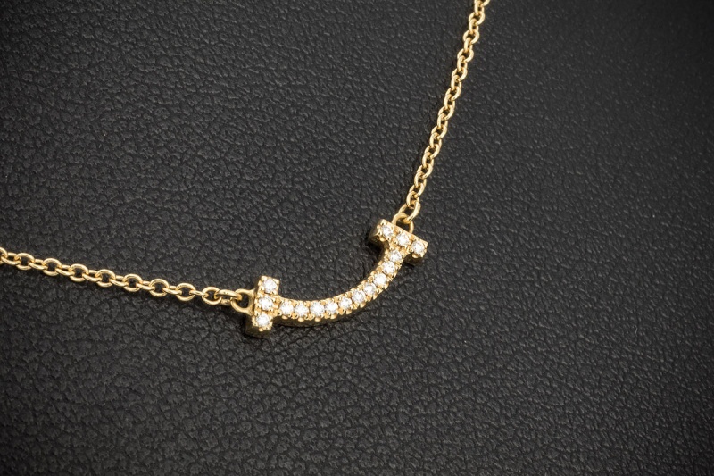 Tiffany & Co. T Smile Kette in 750er Gelbgold Collier mit Diamanten OVP 