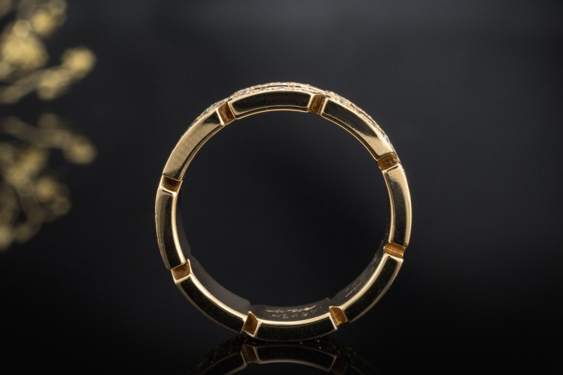 Cartier Tank Francaise Ring 3 Reihen Diamanten rundum in 750er Gelbgold 