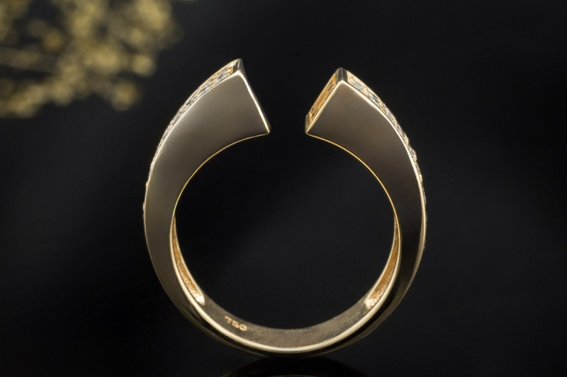 Jette Joop JJ offener Designer Spannring mit Diamanten in 750er Gelbgold 