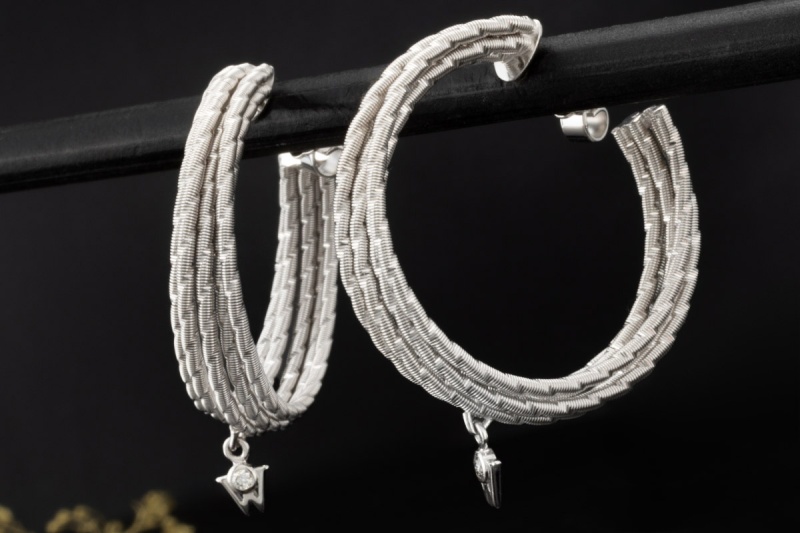 Wellendorff Ohrringe Creolen Sonnenglanz Diamanten Weißgold 750 Full Set 