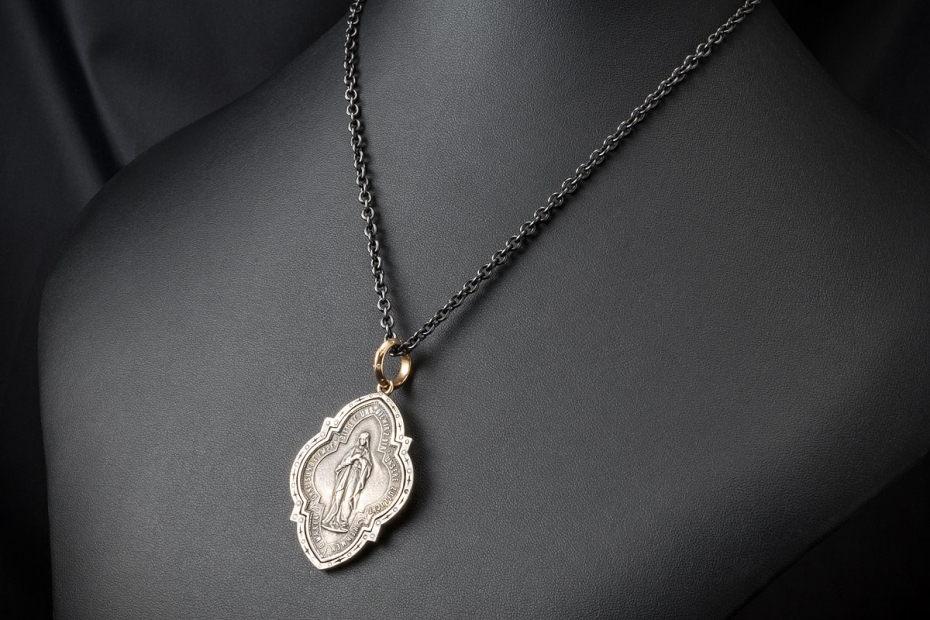 SÉVIGNÉ Collier Kette mit Anhänger Jungfrau Maria / Aloisius von Gonzaga 
