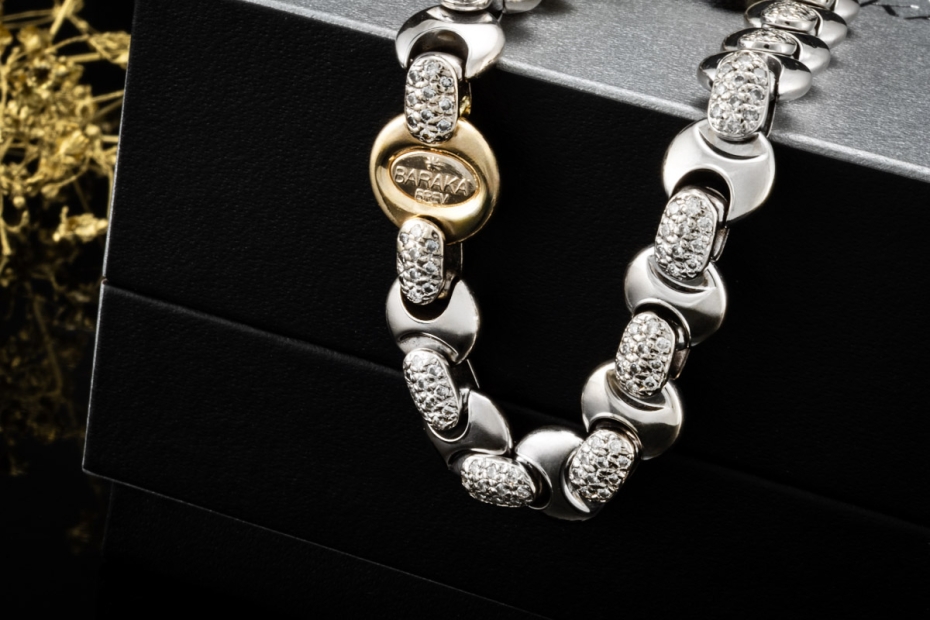 Barakà Armband Gliederarmband mit Diamanten Massiv Weißgold Gelbgold 750 