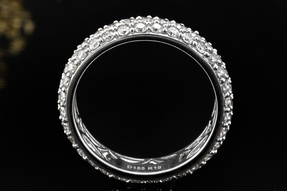 Memoire Ring Bandring mit Diamanten Goldschmiedearbeit in 750er Weißgold 