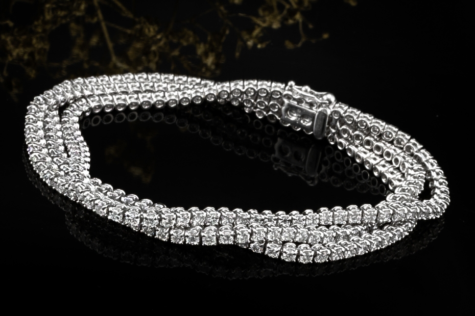Crivelli Dreireihiges Tennisarmband mit 8,25 Ct Diamanten 750er Weißgold 