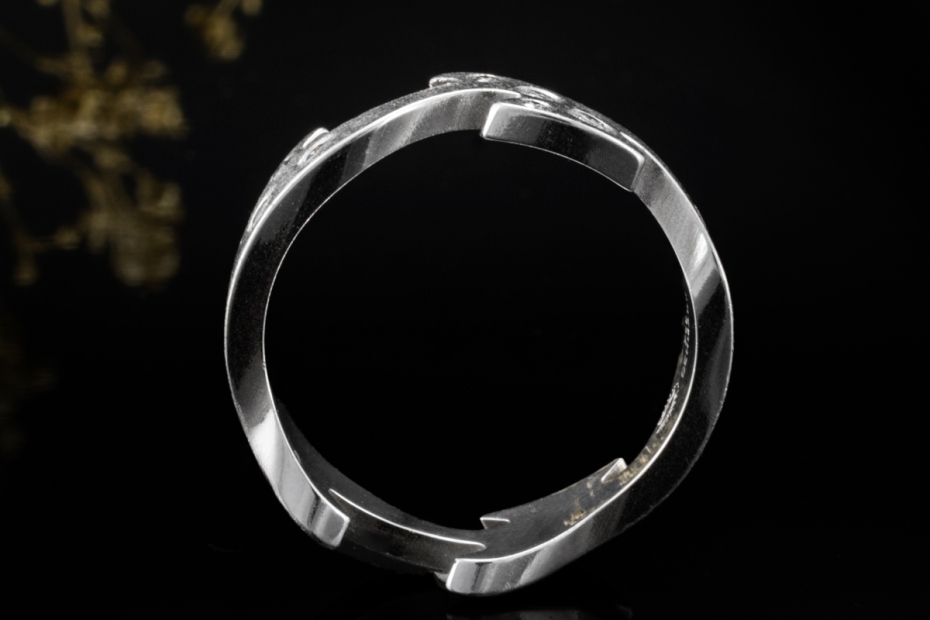 Georg Jensen Ring mit Diamanten Außergewöhnliche 750er Weißgold Arbeit 