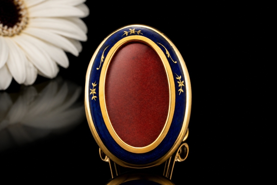 Fabergé Bilderrahmen Aufsteller mit Emaille Limitiert in 750er Gelbgold 