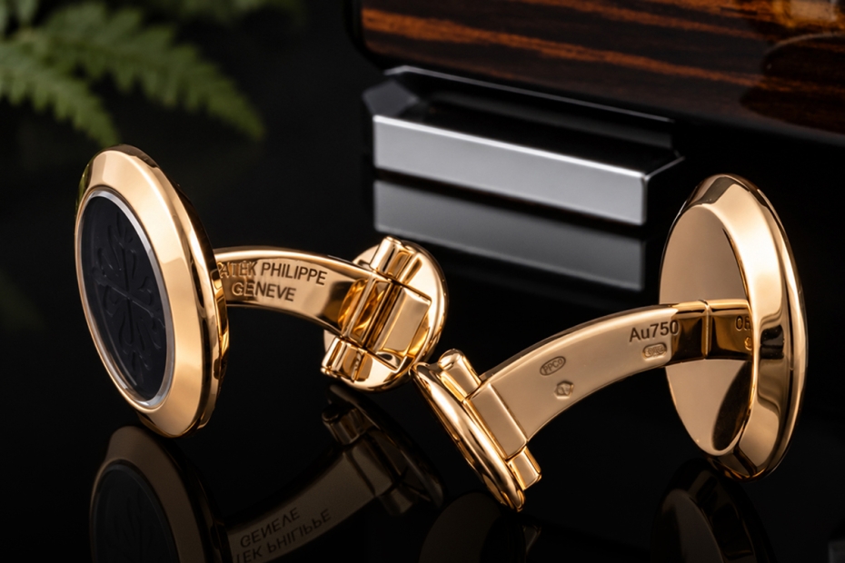 Patek Philippe Calatrava Manschettenknöpfe mit Onyx in Roségold 750 OVP 