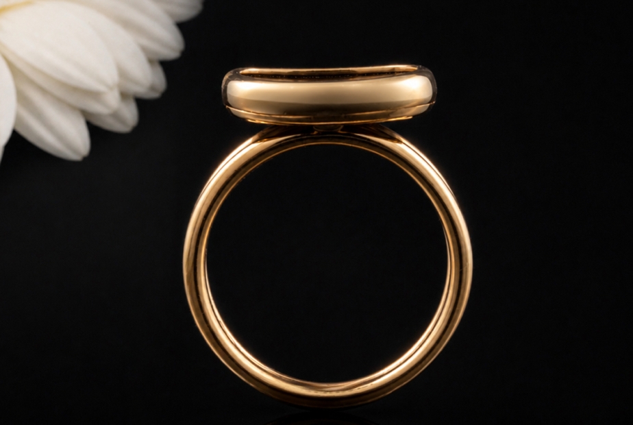 Roberto Coin Ring Schwarze Jade Asymmetrisches Design in 750er Roségold 