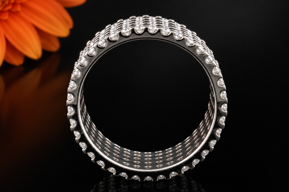 Breiter Ring mit 5 Reihen 3,15 Ct Diamanten Brillanten in 750er Weißgold 
