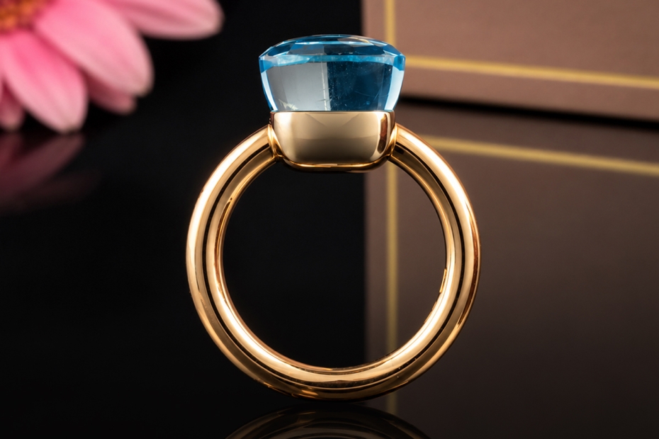 Pomellato Nudo Ring Classic Himmelblauer Topas in Rosegold 750 Full Set 