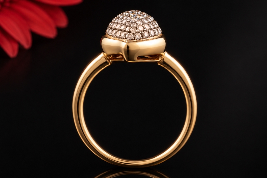 Hollfelder Creations Ring Tropfen mit braunen Diamanten in Roségold 750 