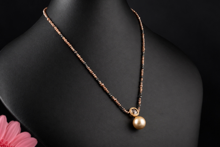 Diamantcollier 42 Carat braune & schwarze Diamanten Südseeperle Gold 750 
