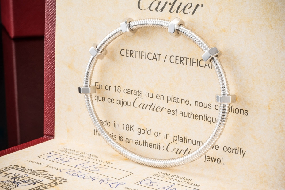 Ecrou de Cartier Armreif Armband mit Muttern in Weißgold Gr. 18 Full Set 