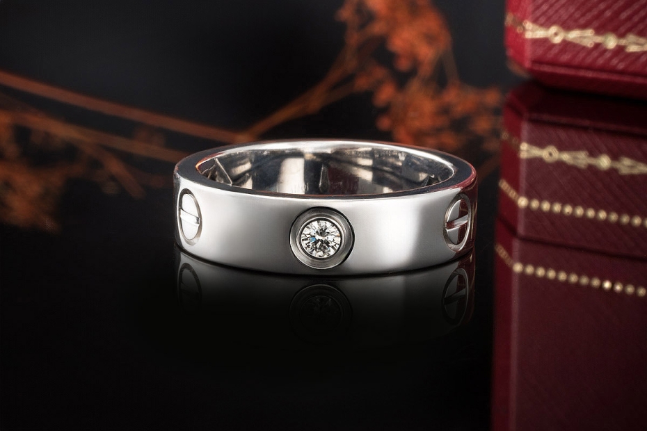 Cartier Love Ring mit 3 Diamanten in 750er Weißgold Großes Modell 58 OVP 