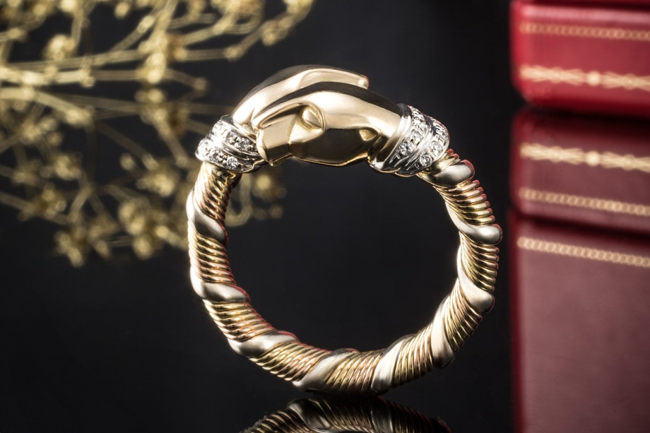 Cartier Ring Panthère de Cartier mit Diamanten Gold 750 Tricolor Full Set 