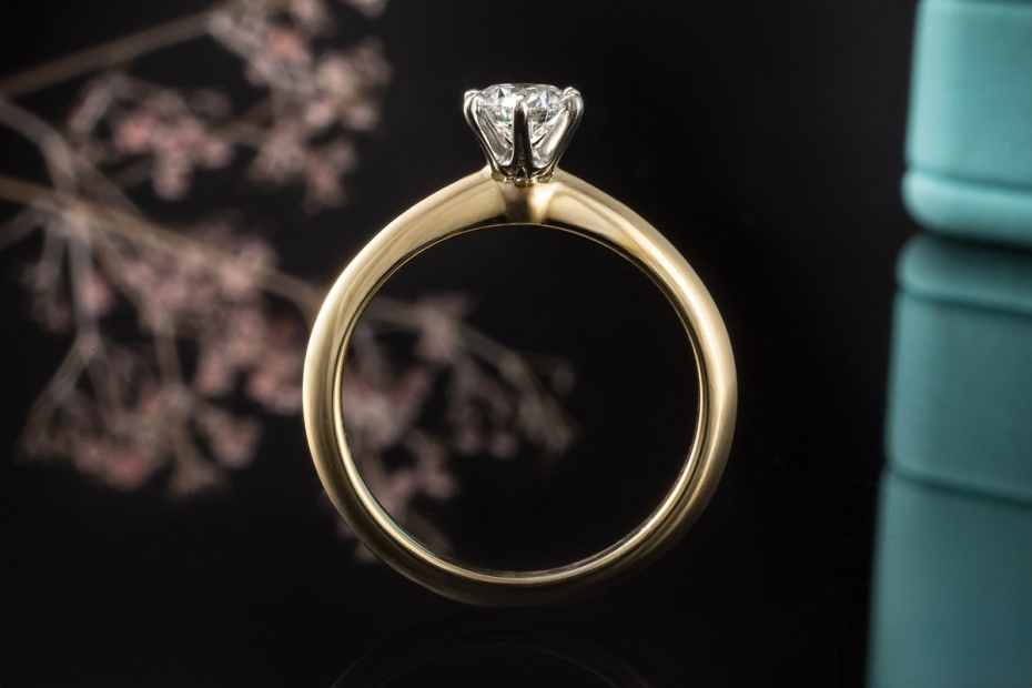 Tiffany & Co Solitär Ring Setting mit Diamant 0,39 Ct in Gelbgold Platin 