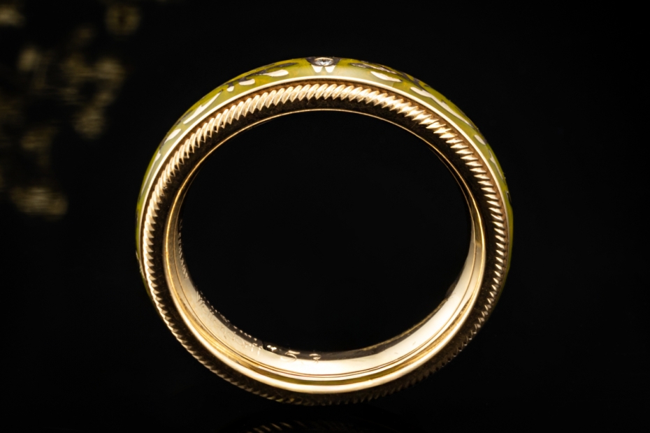 Wellendorff Ring Pistazie Fantasie Drehring Grün 1 Diamant Gelbgold 750 