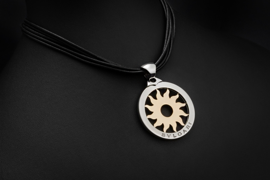BVLGARI Tondo Sun Collier XL Kette mit Anhänger Sonne Gold 750 Full Set 