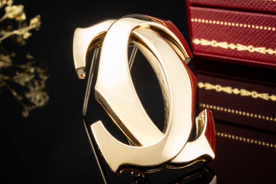 Cartier Brosche Pénélope Doppel C Vintage Nadel in 750er Gelbgold OVP 