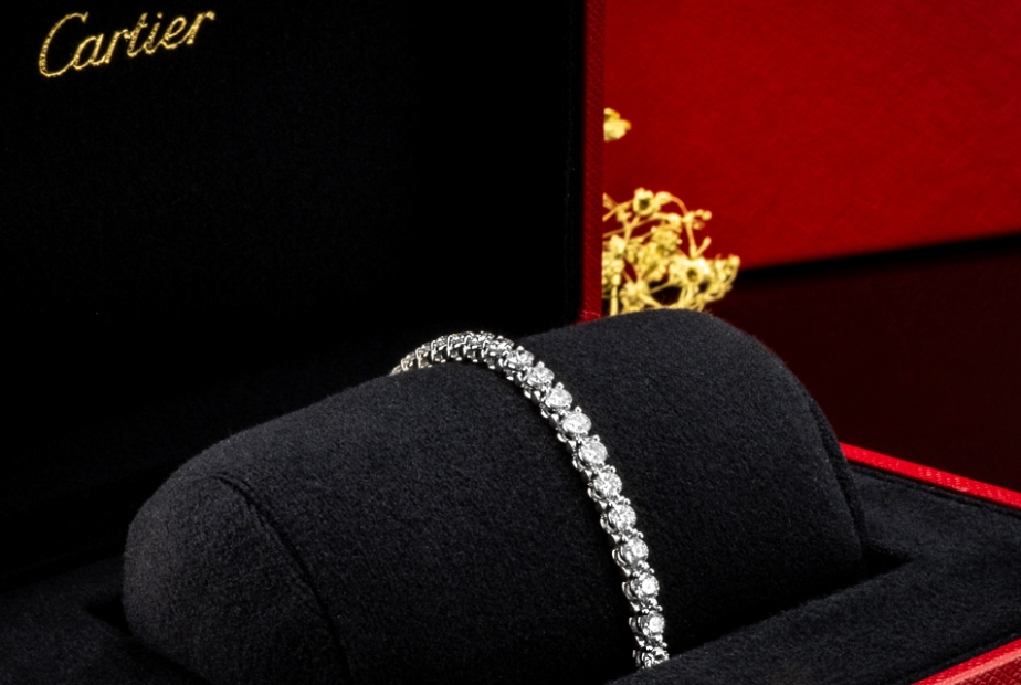 Cartier Tennisarmband mit 48 Diamanten 18 cm in 950er Platin Full Set 