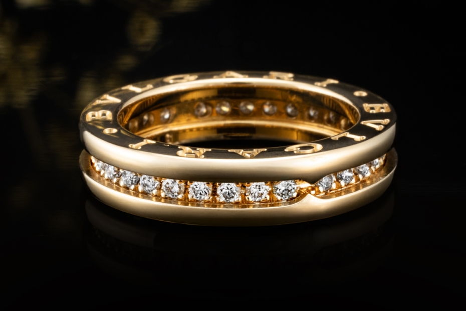 BVLGARI B.zero1 1-Band Memoire Ring Diamanten Gelbgold 750 Größe 51 OVP 