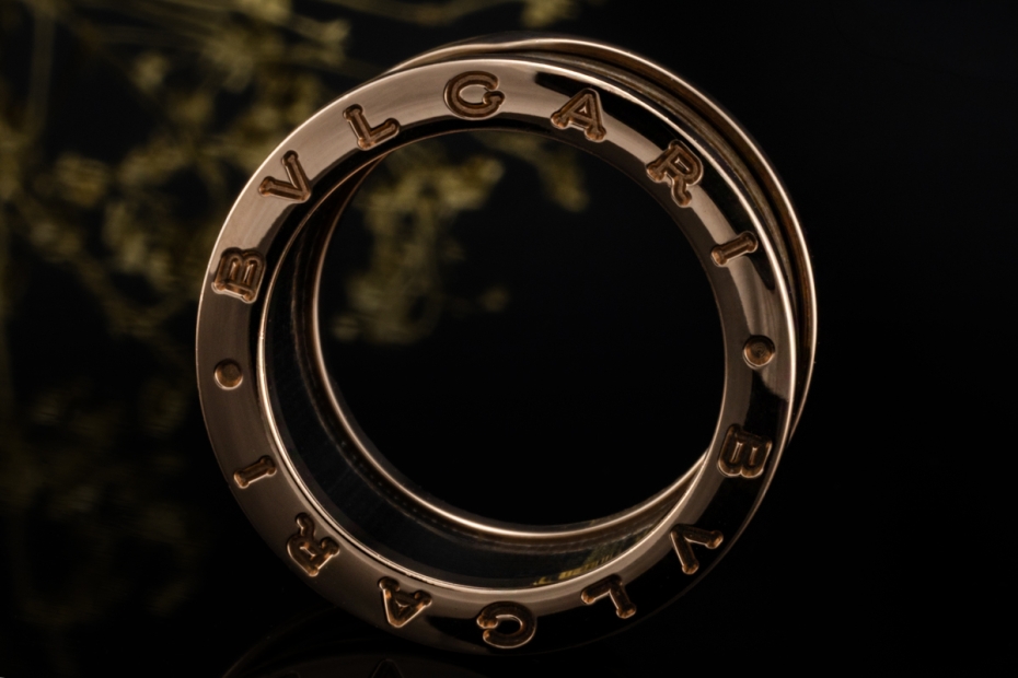BVLGARI B.zero1 Ring 4-Band Marmor Braun Naturstein 750er Roségold Gr 55 