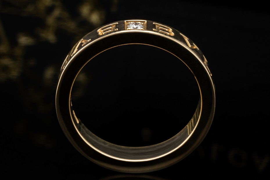 BVLGARI B.zero1 Ring Essential Band Solitär Diamant in Gelbgold 750 OVP 