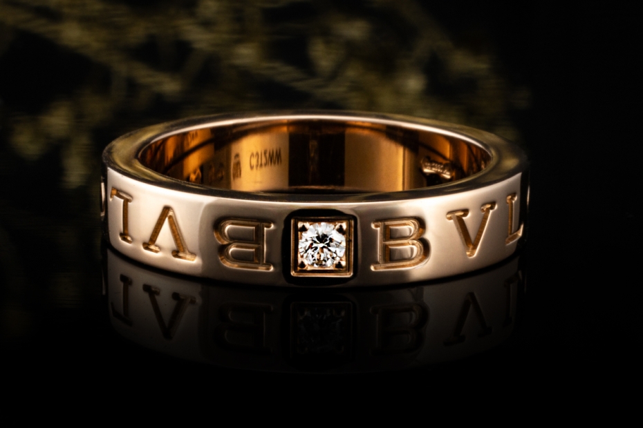 BVLGARI B.zero1 Ring Essential Band Solitär Diamant in Roségold 750 OVP 