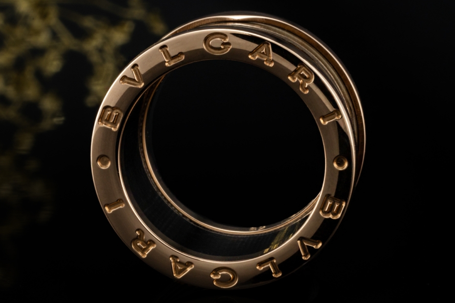 BVLGARI B.zero1 Ring 4-Band Marmor Braun Naturstein 750er Roségold Gr 52 