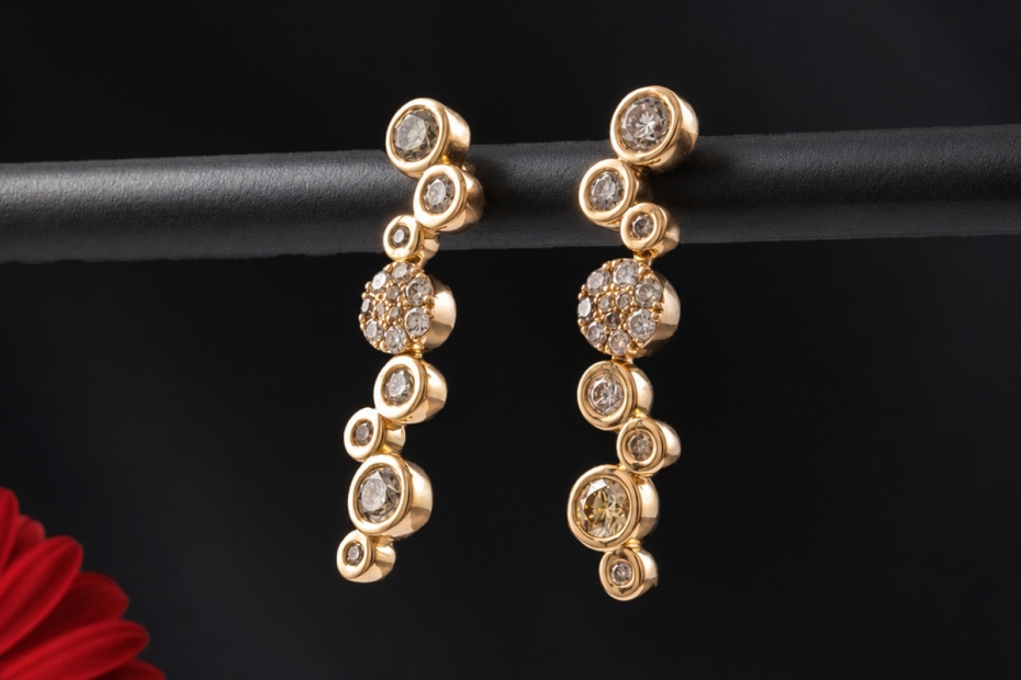 Hollfelder Macchiato Ohrringe 24 goldbraune Diamanten in 750er Roségold 