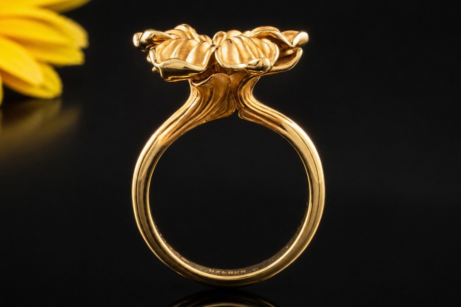 Carrera y Carrera Ring Emperatriz Medium Blume mit Diamant Gelbgold 750 