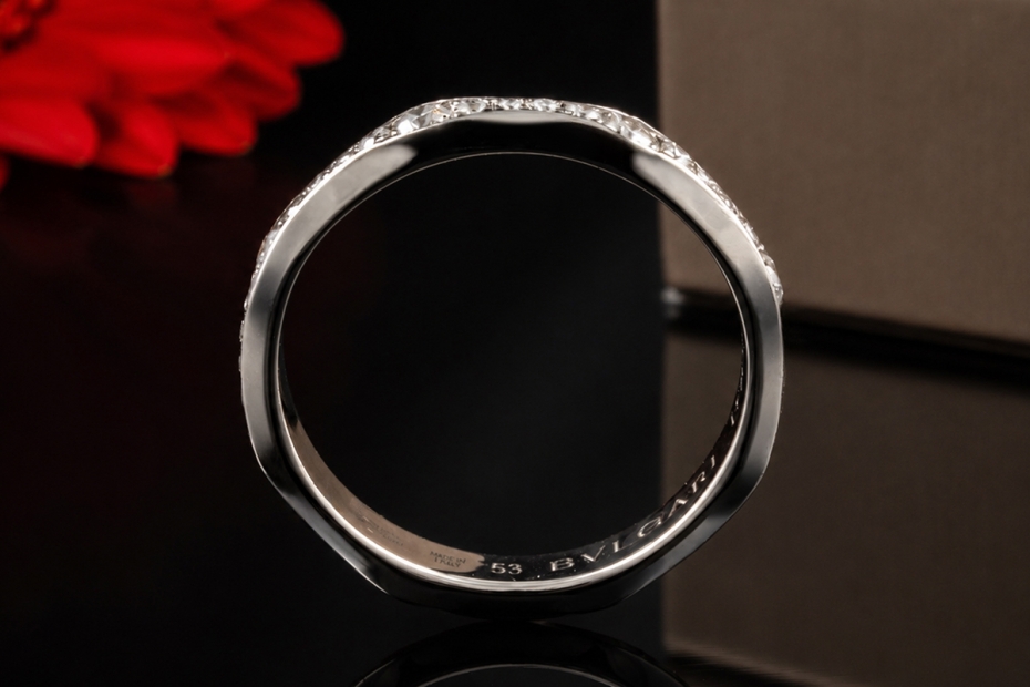 BVLGARI Infinito Ring mit Diamanten Memoire Ehering Platin 950 Full Set 