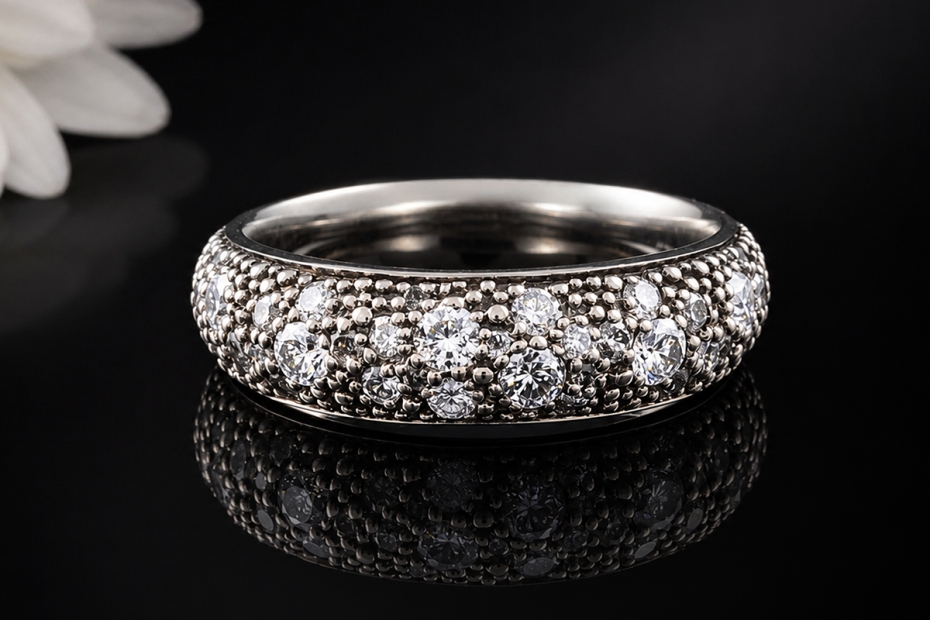 Gellner Ring mit Diamanten und geschwärzter Struktur in 750er Weißgold 